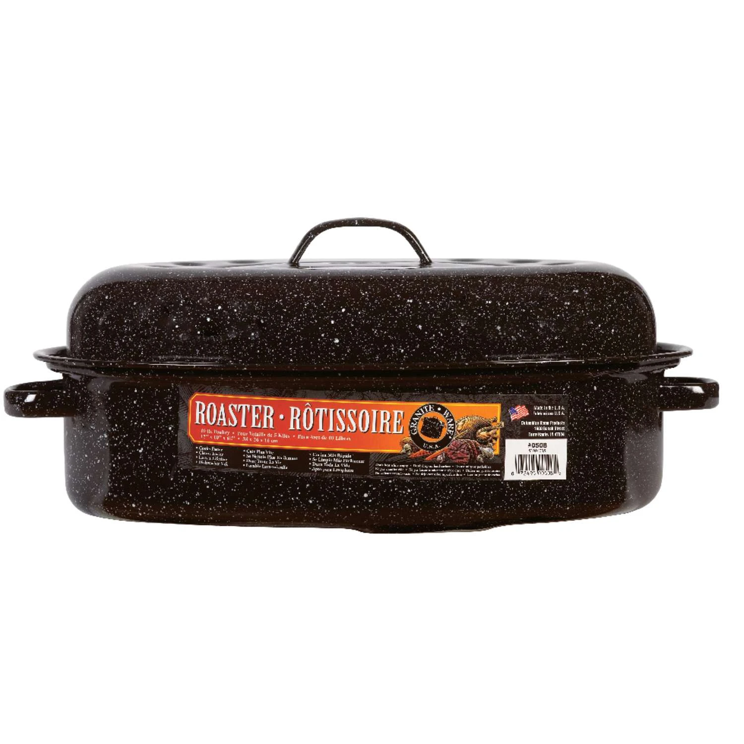 Granite Ware Porcelain Enamel Covered Roaster 10 Lb Black