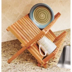 Lipper International 17.75 In. L X 13 In. W X 9.75 In. H Brown Bamboo Dish Rack