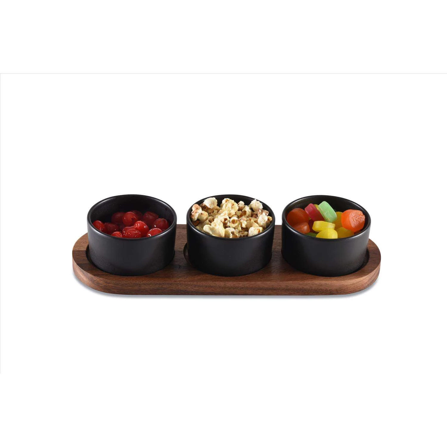 Kalmar Home Black/Brown Acacia Wood Appetizer Serving Tray Set 4 Pc - Image 4