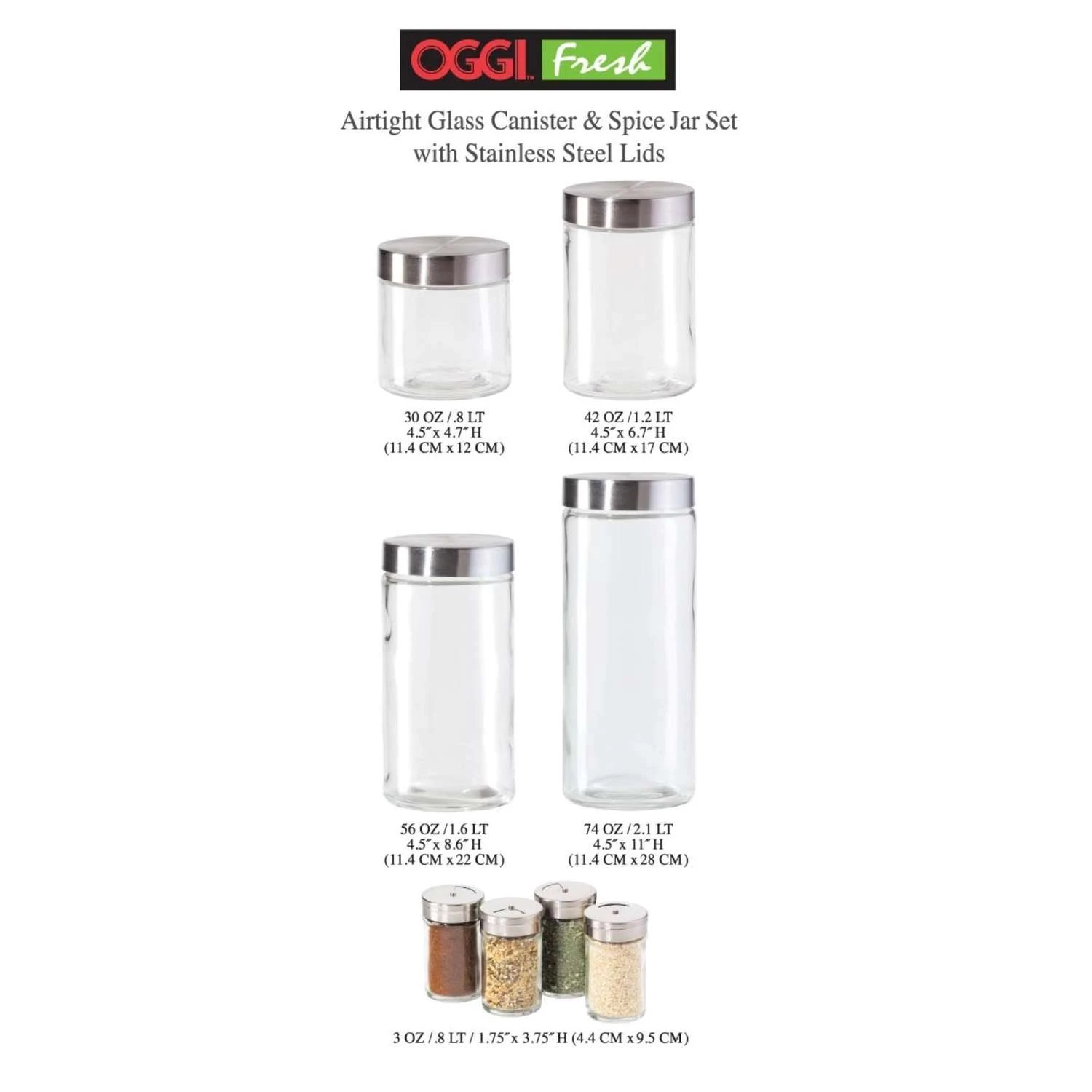 OGGI Clear Canister Set 8 Pk - Image 3