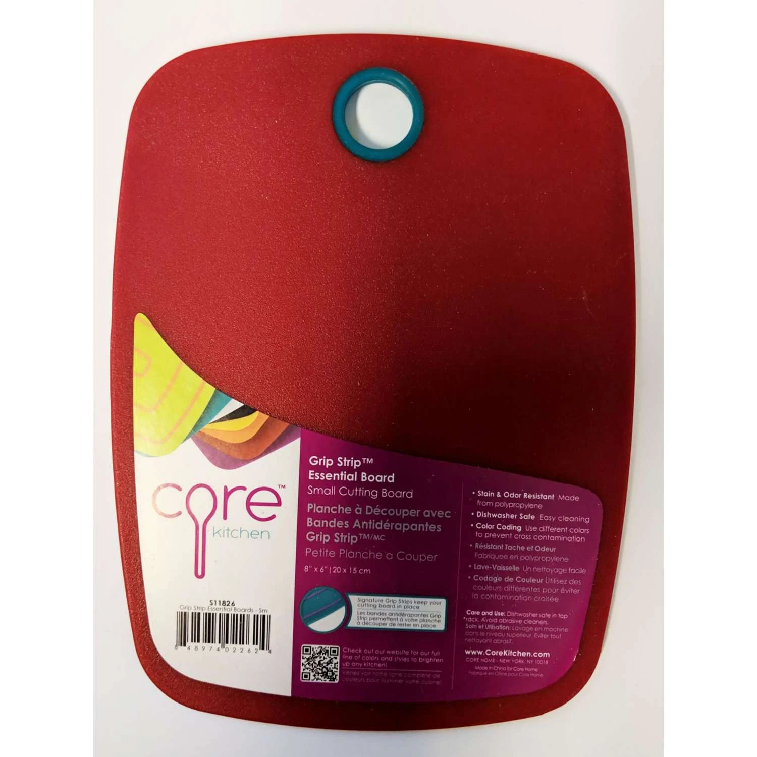 Core Kitchen Grip Strip 8 In. L X 6 In. W Plastic Cutting Board