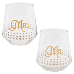 Karma Gifts Clear Glass Mr And Mrs Wine Glass 2 Pk