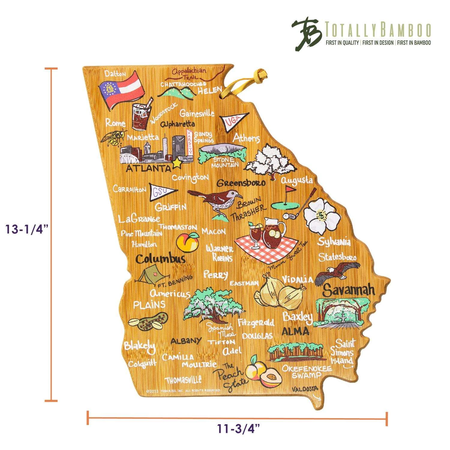 Totally Bamboo Fish Kiss 11.75 In. L X 13.25 In. W X 0.63 In. Bamboo Georgia Serving & Cutting Board - Image 3