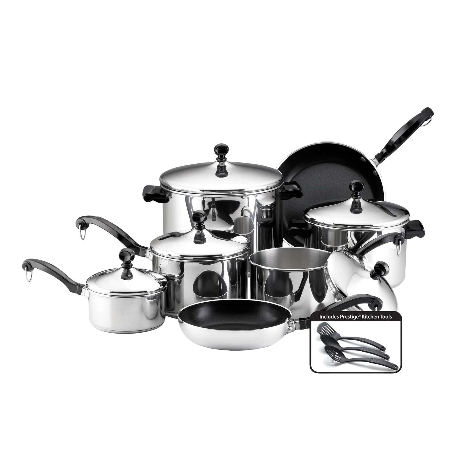 Farberware Stainless Steel Cookware Set Assorted Silver