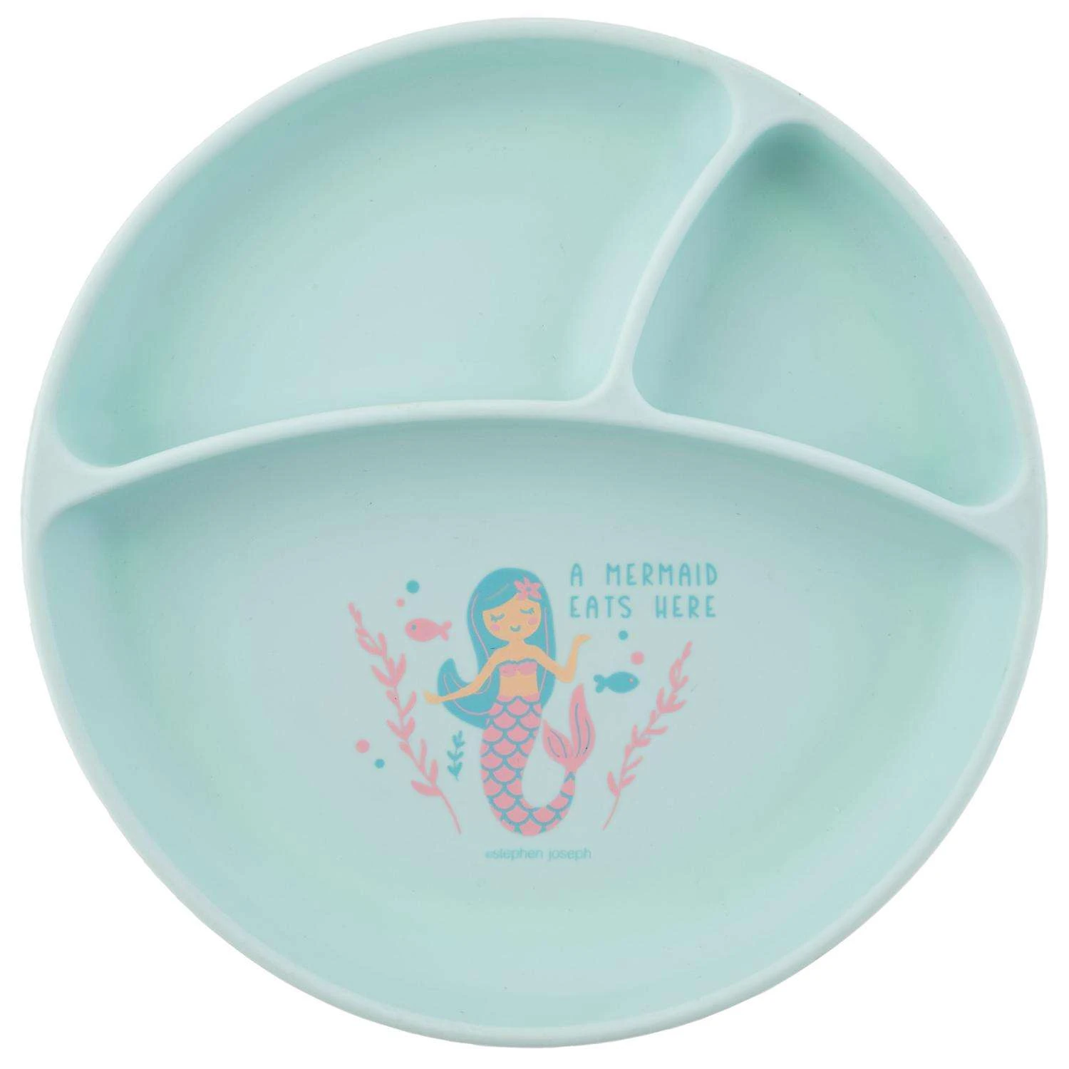 Stephen Joseph Aqua Silicone Mermaid Plate 8 In. D 1 Pc
