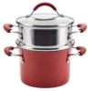 Rachael Ray Aluminum Stock Pot W/Steamer 3 Qt Red