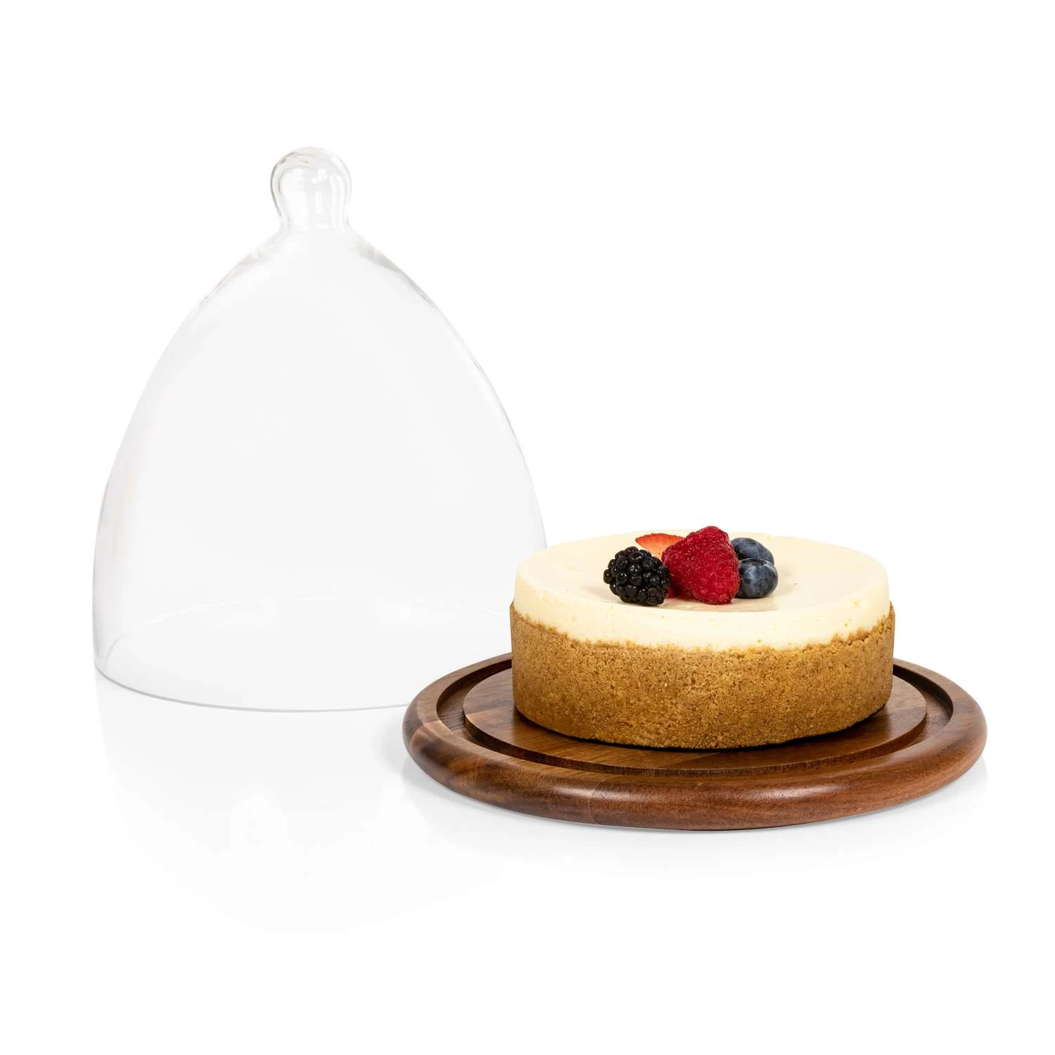 Toscana 9 In. L X 9 In. W X 8.77 In. Acacia Wood/Glass Cheese Cloche Dome - Image 3
