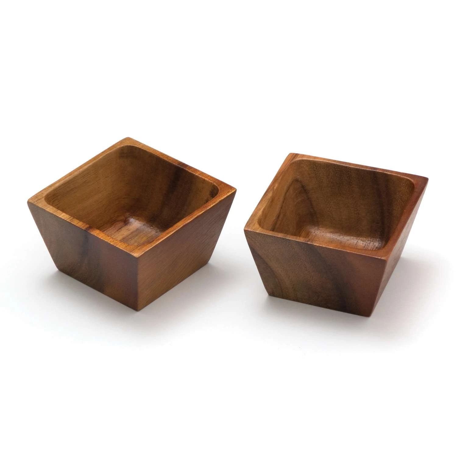 Lipper International Natural Acacia Wood Pinch Square Bowls 2 Pc