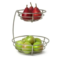 Spectrum Silver Steel 2-Tier Fruit Bowl 1 Pk