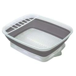 Progressive Prepworks 19 In. L X 16 In. W X 2.5 In. H Clear/Gray Plastic Dish Rack