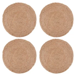 Karma Gifts Brown Jute Round Placemat Set 15 In. D 4 Pc