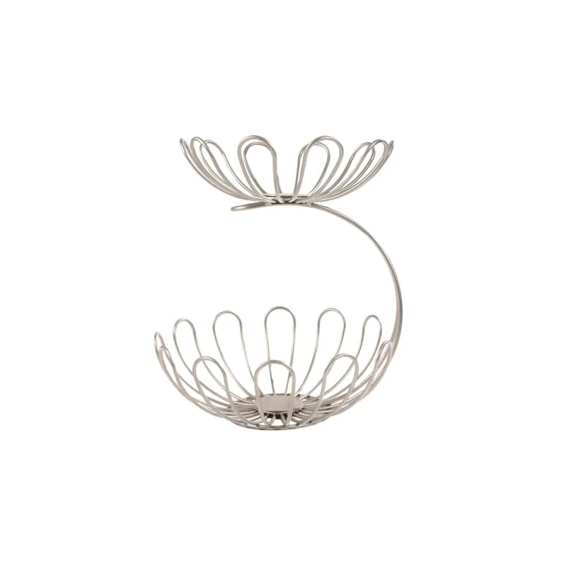 Spectrum Silver Steel Arched 2-Tier Bowl 10 In. D 1 Pk