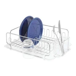 IDesign Forma 13.3 In. L X 17.5 In. W X 5.2 In. H Clear Plastic/Stainless Steel Dish Drainer
