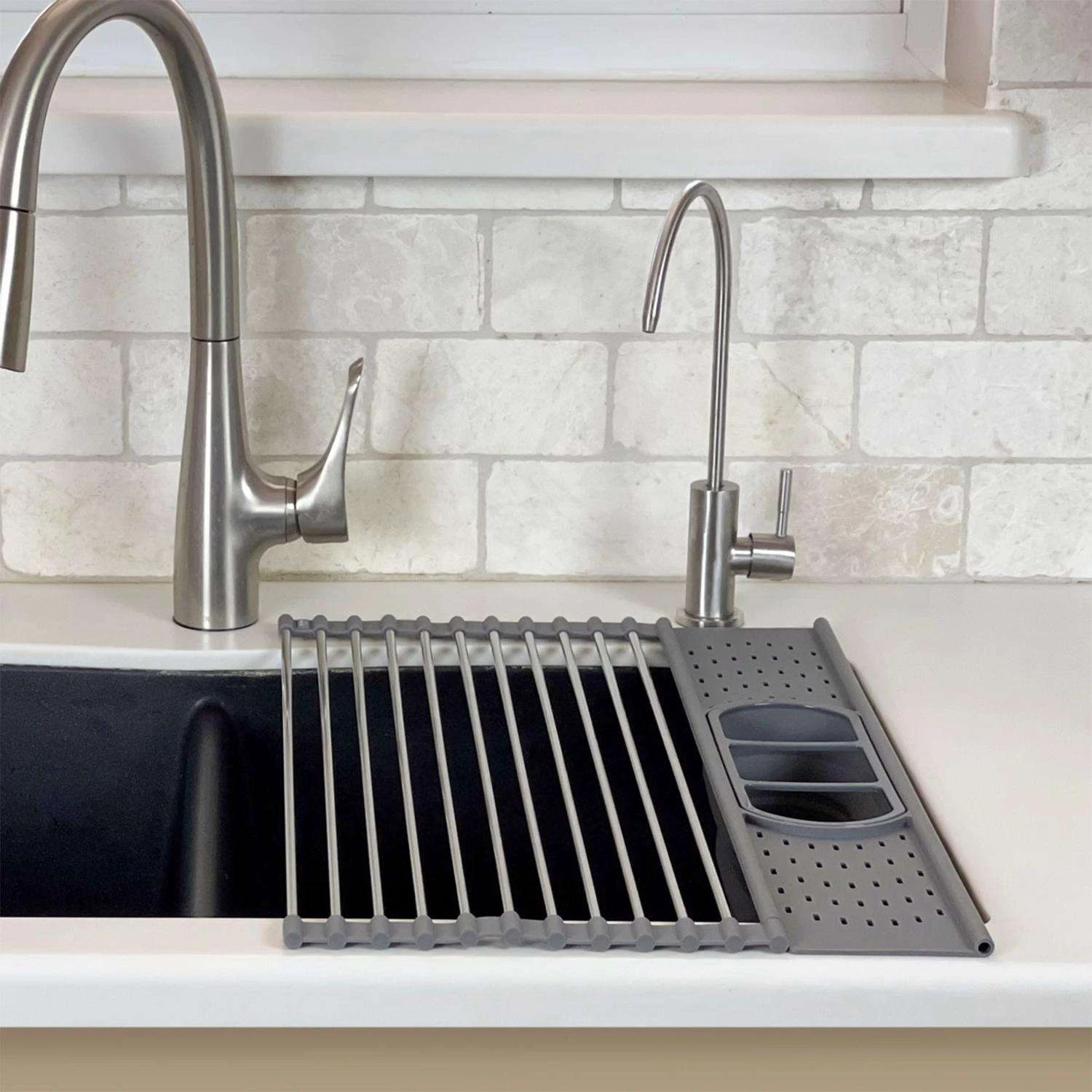 Grand Fusion 20 In. L X 13.2 In. W Gray Stainless Steel Dish Rack - Image 3