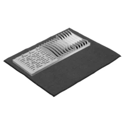 OGGI 18.5 In. L Black/Gray Plastic/Microfiber Dish Rack/Mat Set