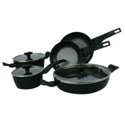 Moneta Nova Aluminum 8 Pc. Pot/Pan Set Black
