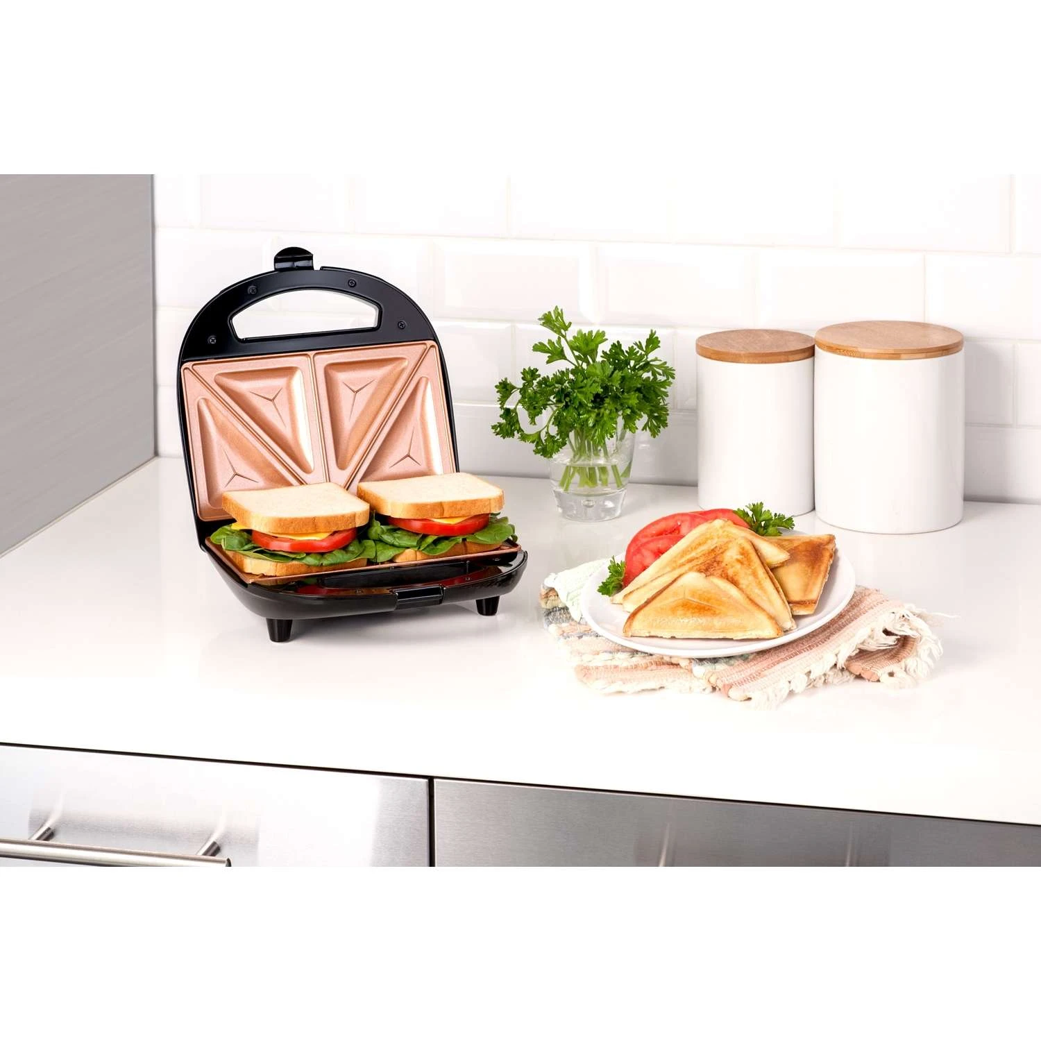 Gotham Steel Ceramic Copper Electric Folding Grill Black - Image 2