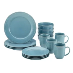 Rachael Ray Blue Stoneware Cucina Dinnerware Set 16 Pc
