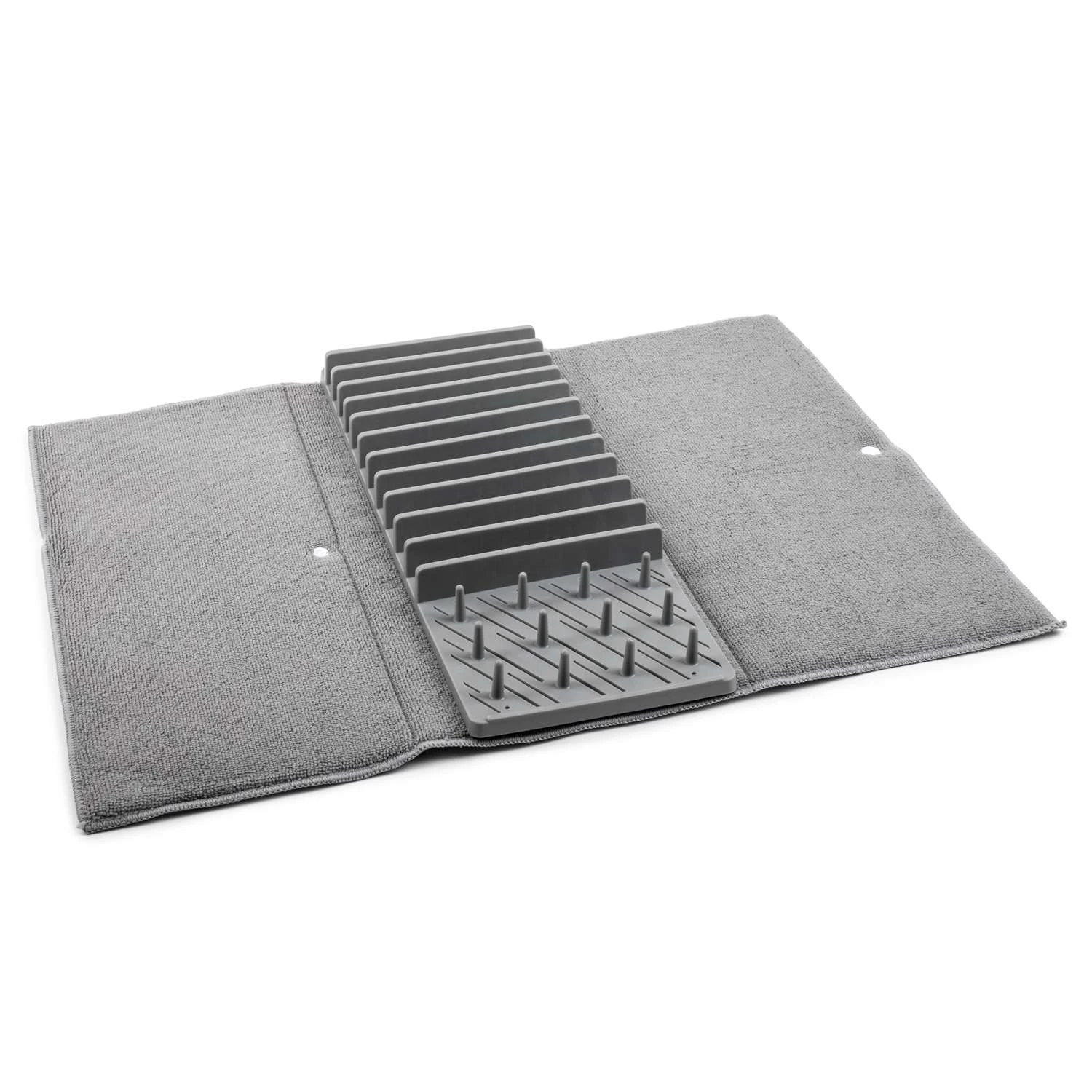 Core Kitchen 18.5 In. L X 7.8 In. W X 1.5 In. H Smoke Plastic Dish Rack/Mat Set