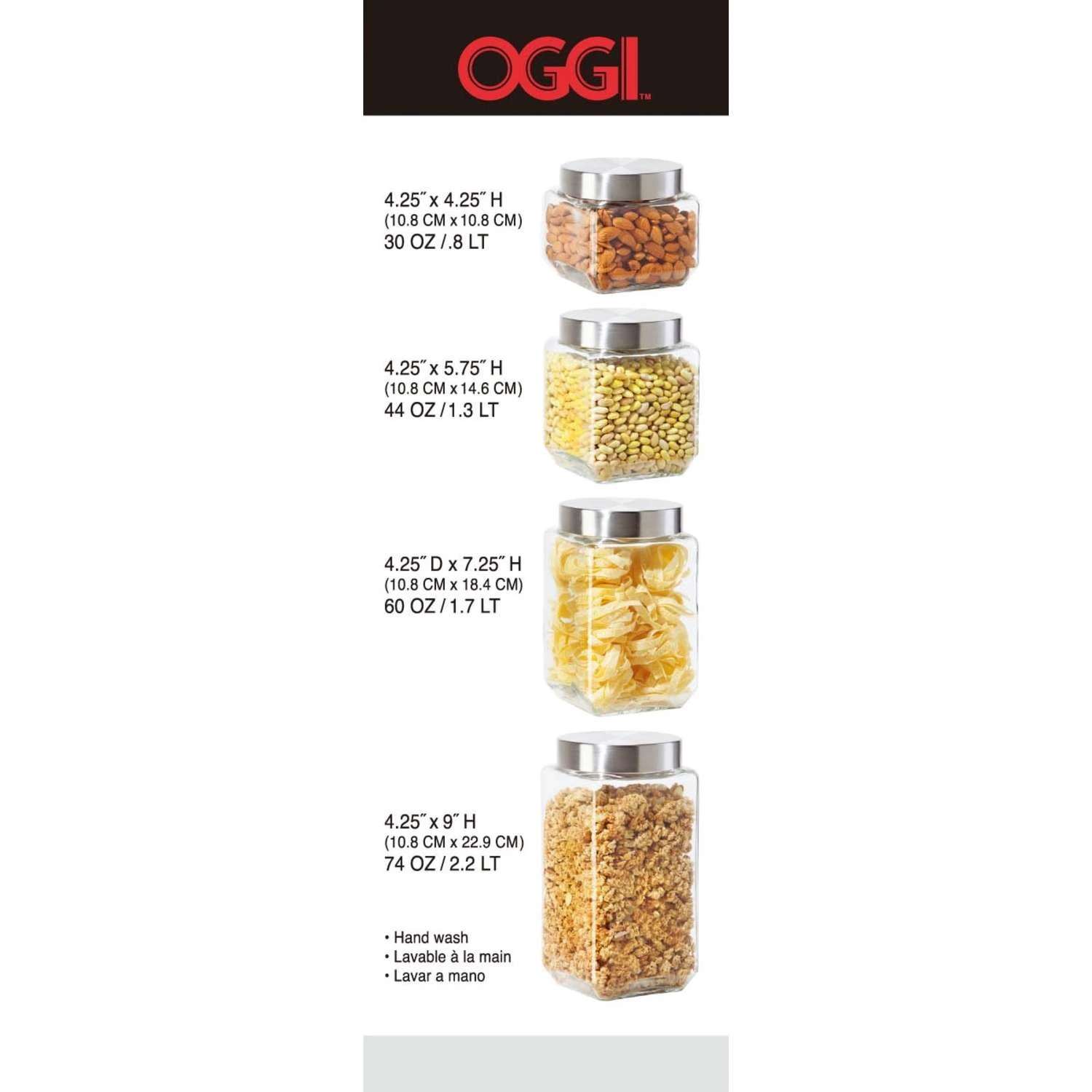 OGGI Clear Canister Set 4 Pk - Image 3