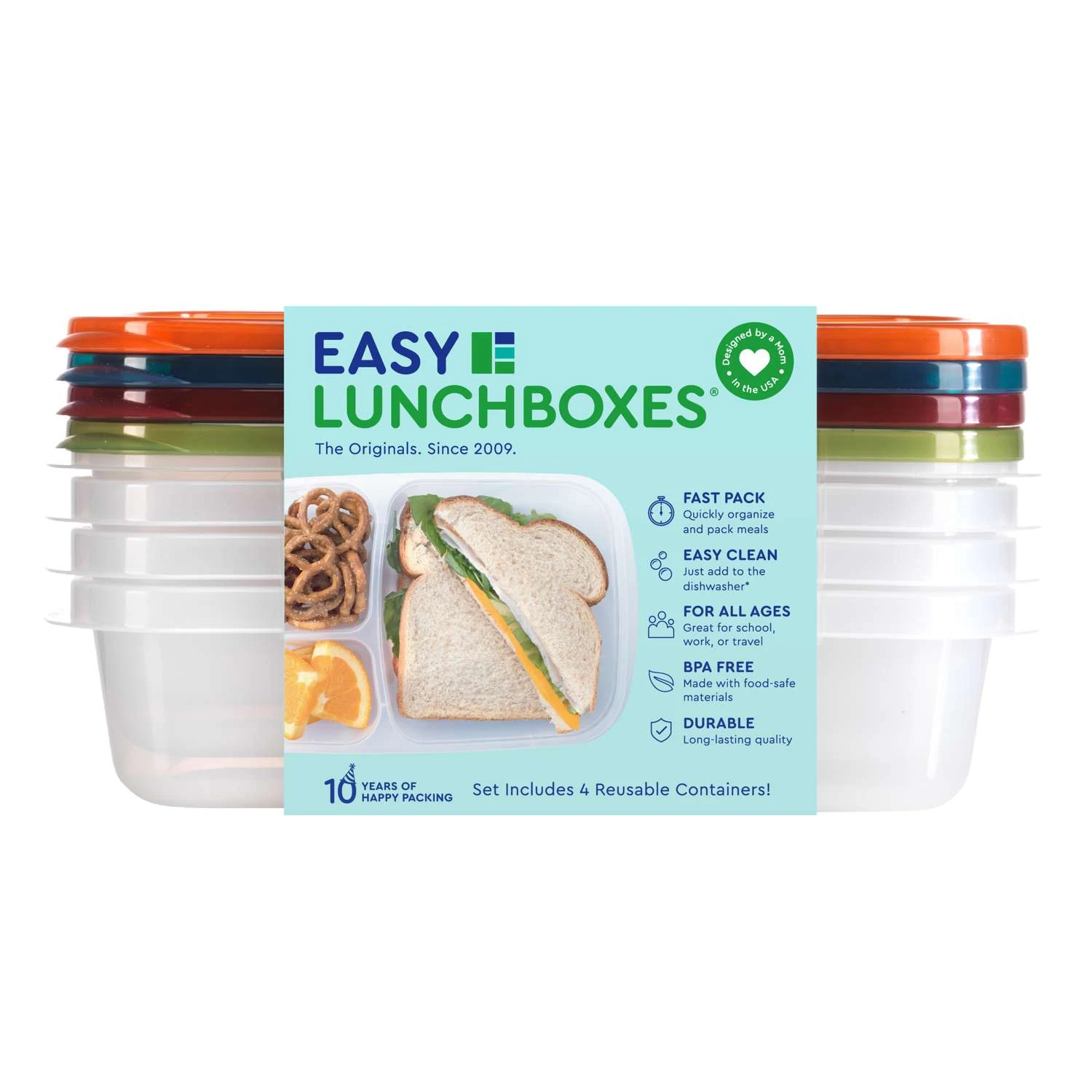 Easy Lunchboxes 3.75 Cups Clear Lunch Box 4 Pk