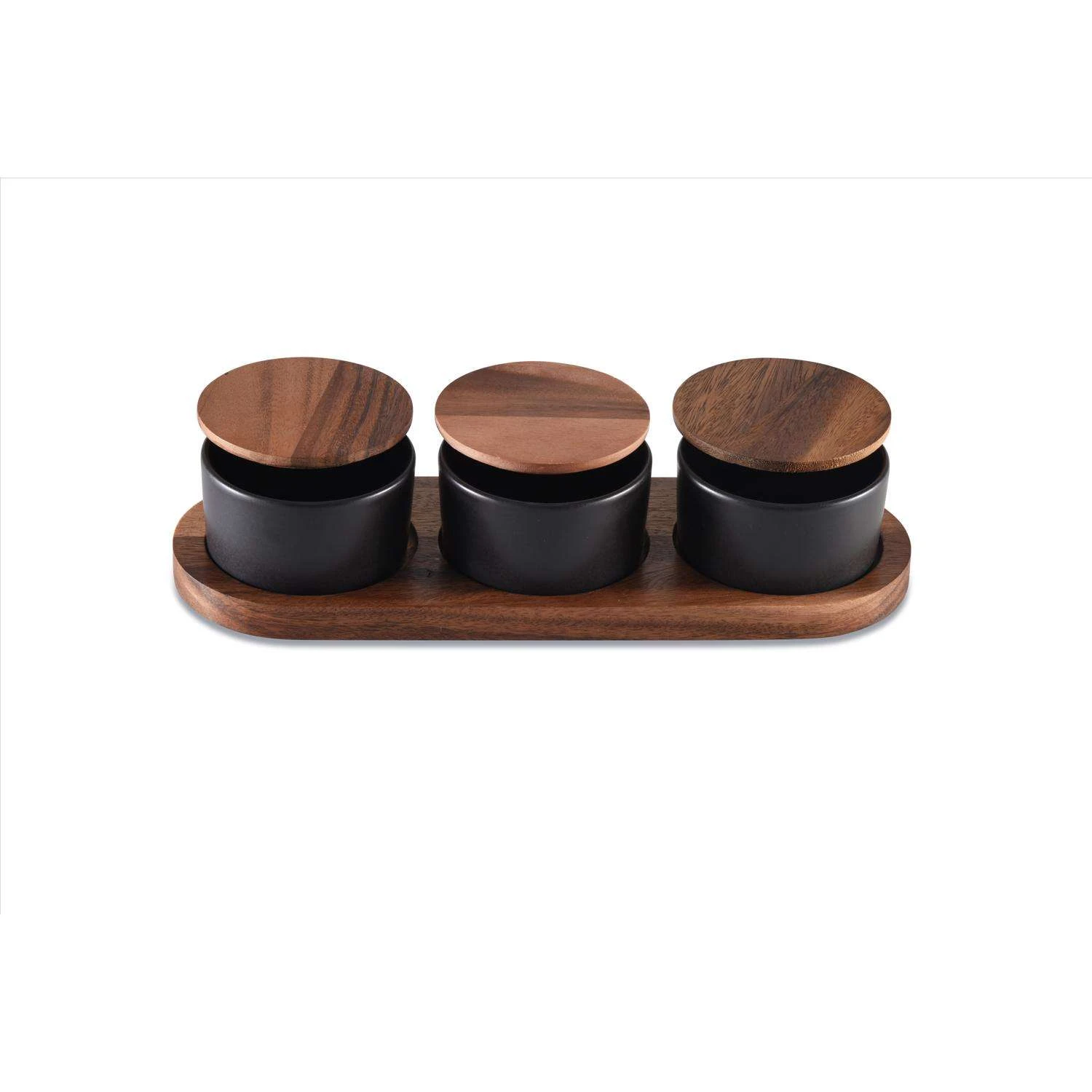 Kalmar Home Black/Brown Acacia Wood Appetizer Serving Tray Set 4 Pc - Image 3