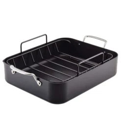 Circulon Anodized Aluminum Roaster With Rack Black