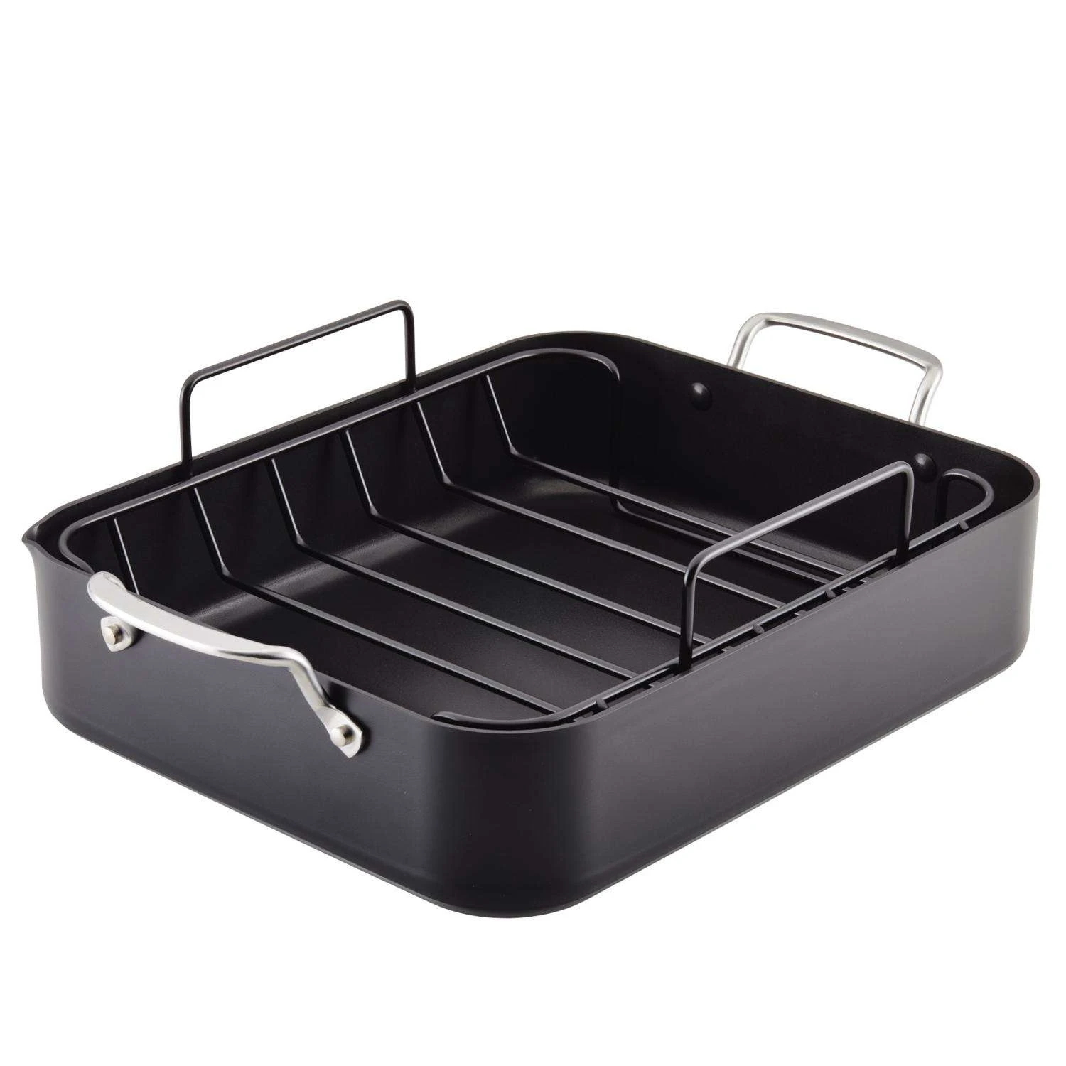 Circulon Anodized Aluminum Roaster With Rack Black